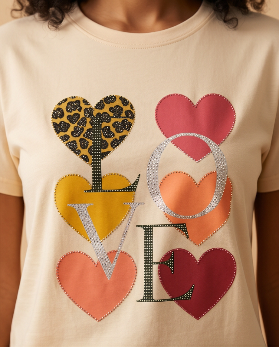 Women’s LOVE Heart Graphic T-Shirt – Casual Fashion Tee