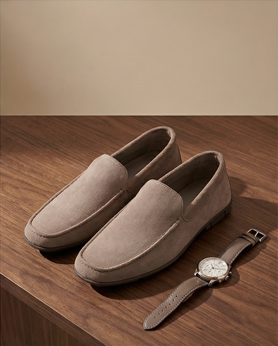 *Men’s Taupe Suede Slip-On Loafers