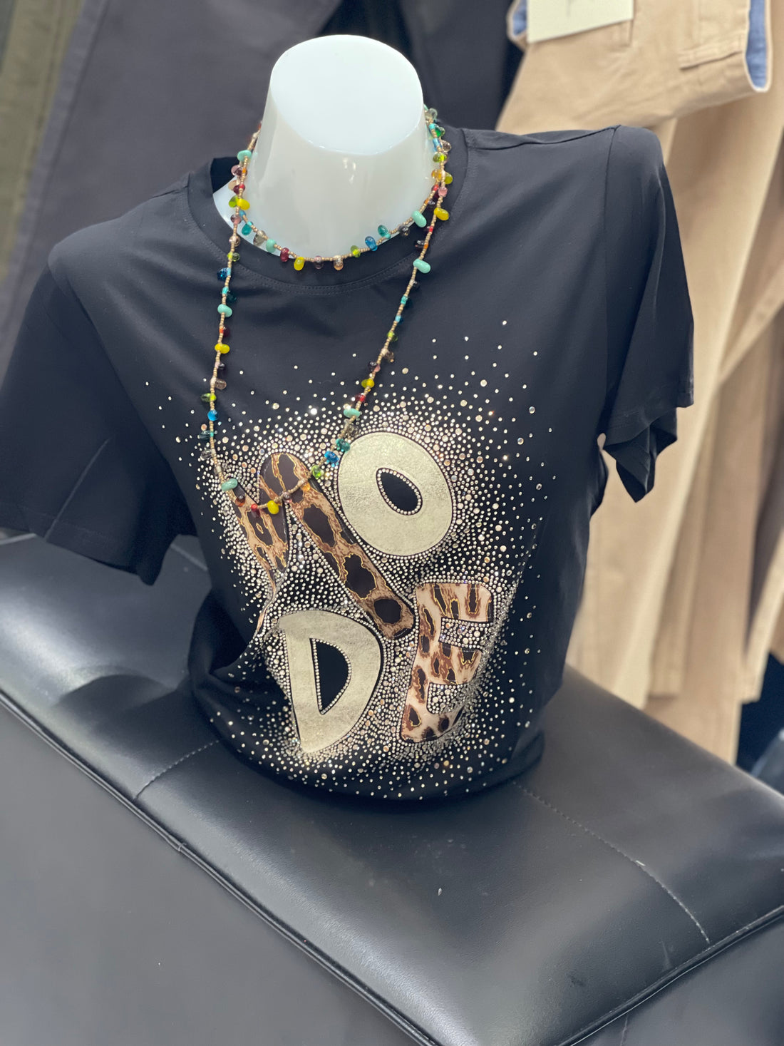 Women’s Black Love Heart Leopard Print T-Shirt