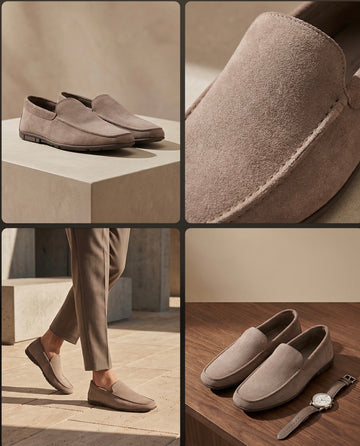 *Men’s Taupe Suede Slip-On Loafers