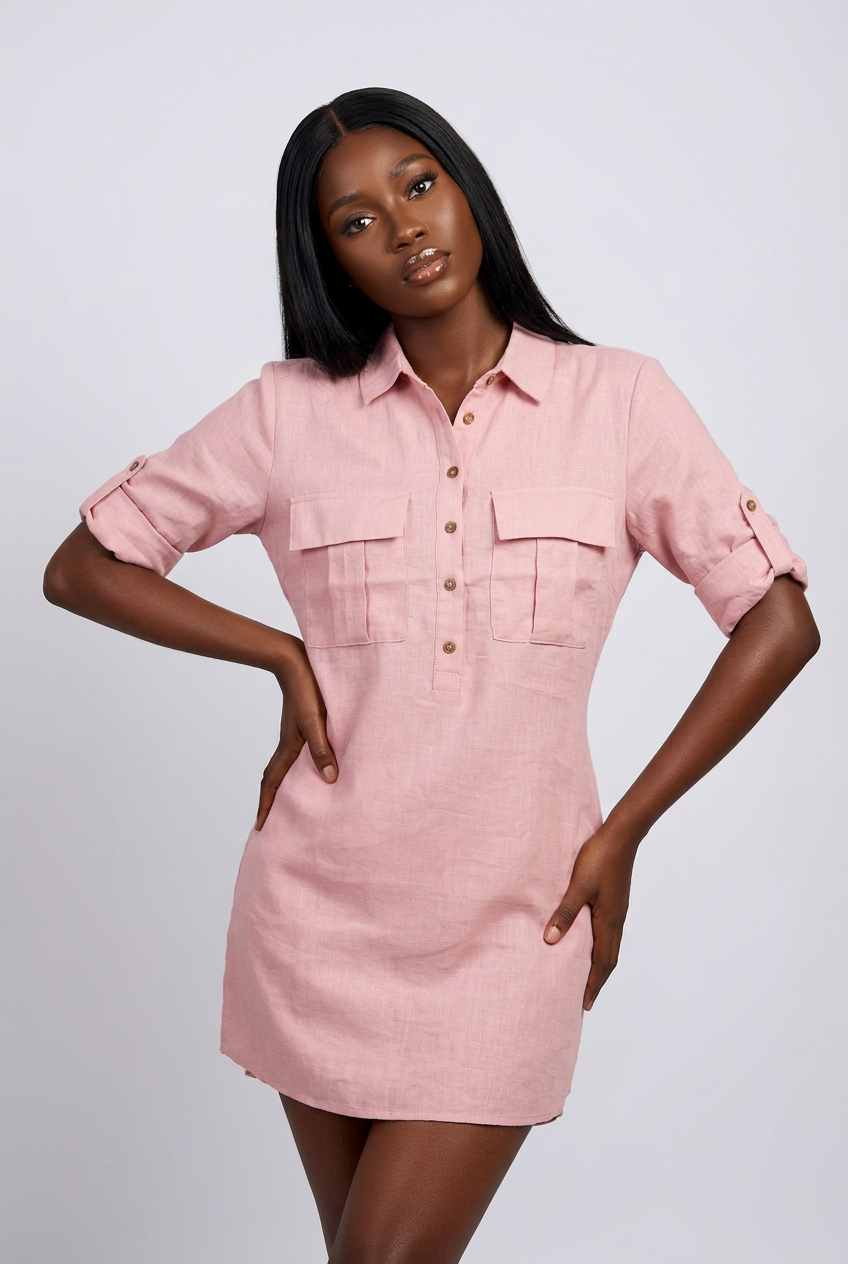 : Button-Down Linen Shirt Dress
