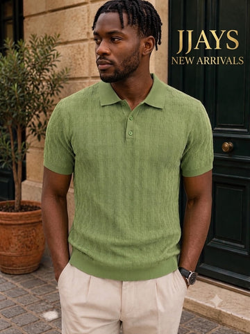 JJAYS Men’s Premium Textured Knit Polo Shirt – Sage