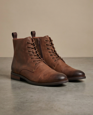 Men’s Distressed Umber Leather Boots | Rugged Vintage Style T&T