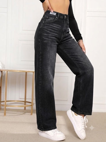 High-Waisted Relaxed Wide Leg Jeans