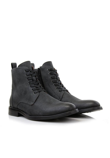 Men's Charcoal Suede Lace-Up Boot