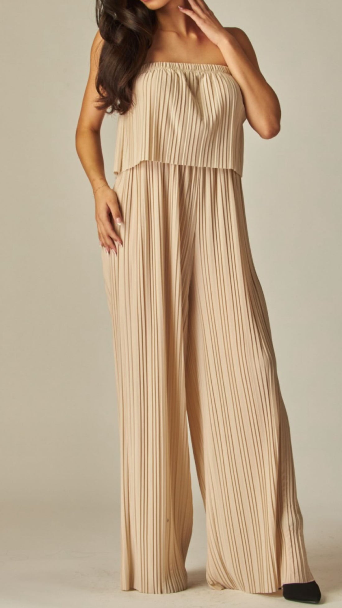 Beige Strapless Women’s Jumpsuit | JJays Clothing