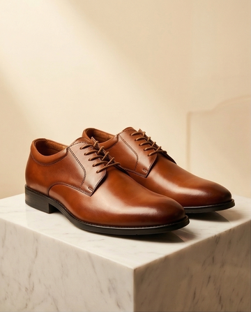 Men’s Chestnut Brown Leather Derby Shoes | Premium Formal & Office Wear
