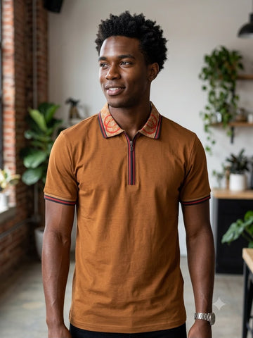 Men's Geometric Print Polo Shirt –  Premium Short Sleeve Polo