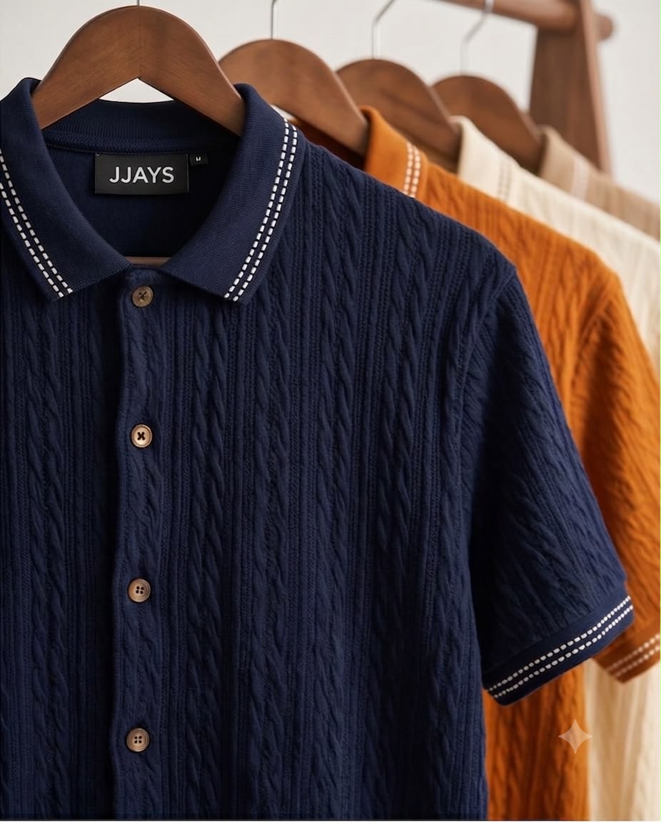 JJAYS Premium Textured Knit Polo Shirt Collection