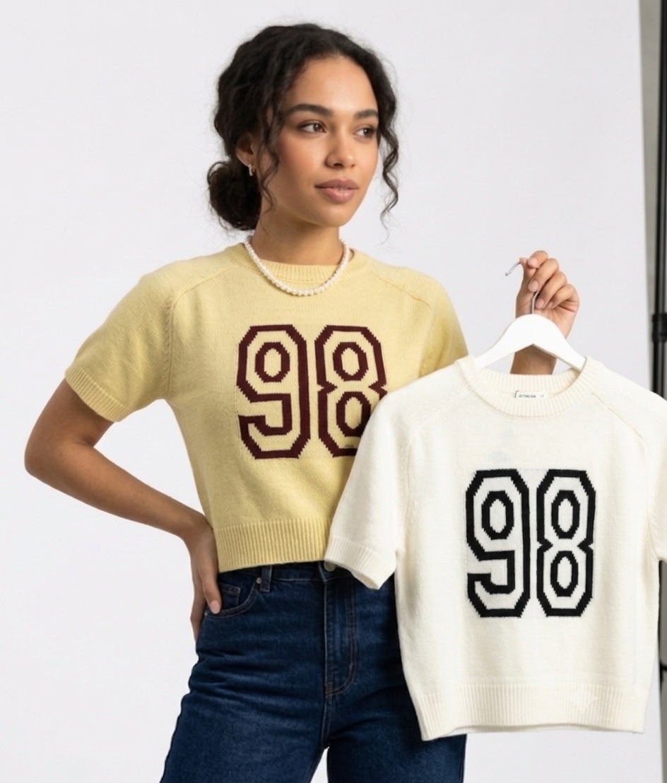 Women’s “98” Short Sleeve Knit Crop Sweater
