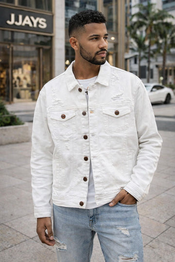 Men’s White Denim Jacket | JJays Clothing