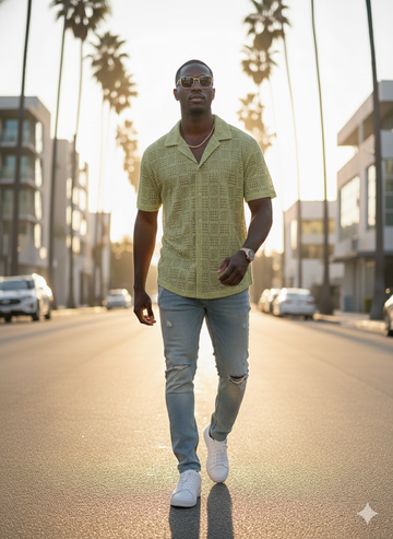 Men’s Summer Knit Button-Up Shirt