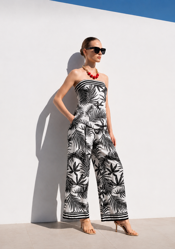 Tropical Chic Strapless Jumpsuit